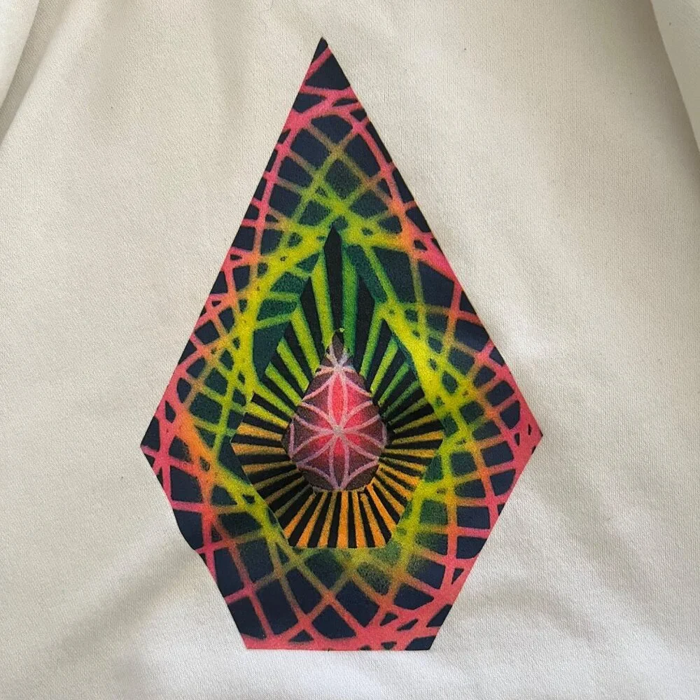 Y2K Volcom Cozy Star Shields White Graphic Hoodie size XL - Picture 4 of 8